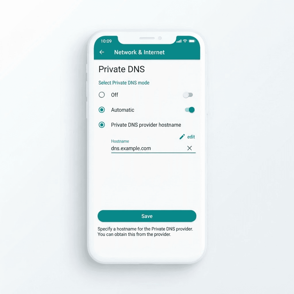 Minh họa thiết lập DNS bảo mật trên Android